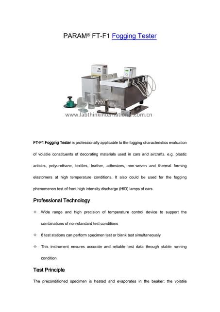 Fogging Testing trader|f1 fogging tester.